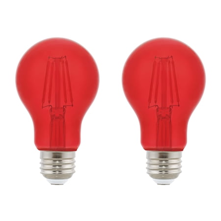 Westinghouse 4.5 Watt (40 Watt Equivalent) Red A19 Omni Filament LED Light Bulb Medium (E26) Base, 2-Pack