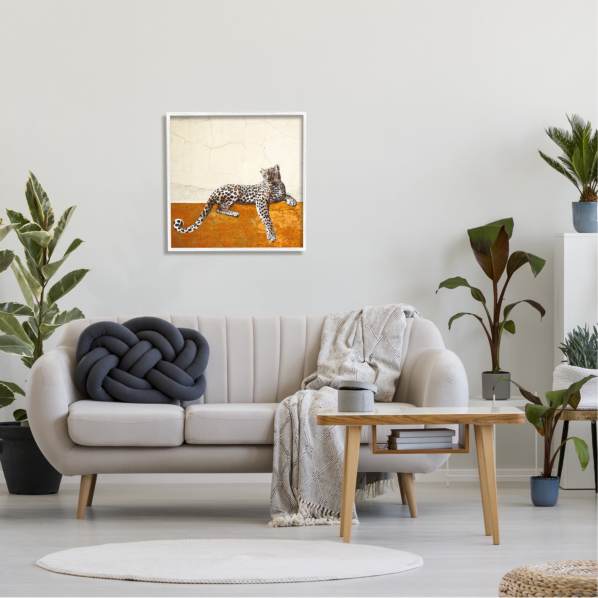 Stupell Leopard Wildlife Geometric Animal Animals & Insects Painting White Framed Art Print Wall Art