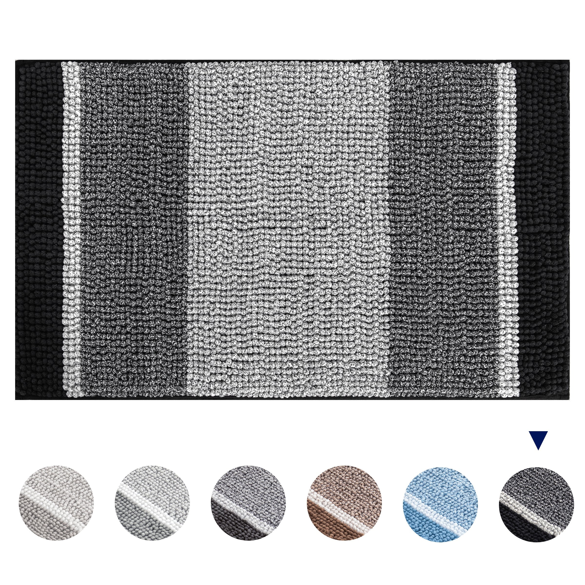 Subrtex Chenille Bathroom Rugs Non-Slip Absorbent Super Cozy Bathroom Mat Carpet (Black,16'x24')