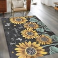 thumbnail image 3 of Sunflowers Rustic Area Rugs 2.7x5 for Living Room, Spring Summer Pastoral Flowers Black Non Slip Washable Rug Runner, Low Pile Indoor Floor Carpet Mat Bathroom Rugs for Bedroom, Kids Room, 3 of 9