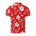 thumbnail image 4 of Dolkfu Shirt Men Short Sleeve Button up Red Floral Polos Mesh Active Breathable Mens T-Shirts,L, 4 of 5