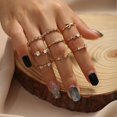 thumbnail image 3 of Conjunto De Anillos Retro De Color De Plata De Oro Para Las Mujeres De Mariposa Hojas De Estrella Luna Declaración De Moda Accesorios De Joyería, 3 of 3