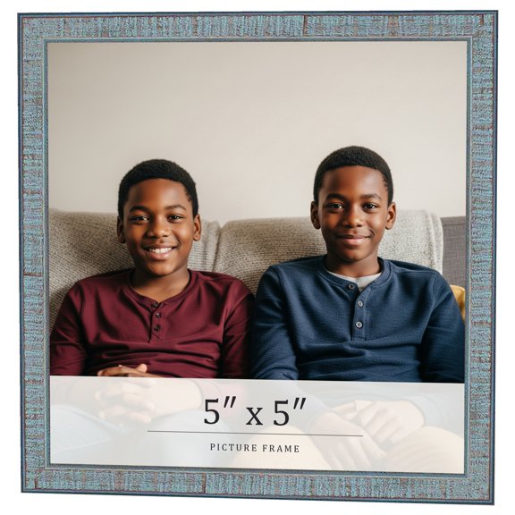 5x5 Frame Blue Scuffed Farm Board Solid Wood Picture Frame Width 0.75 Inches | Interior Depth 0.5