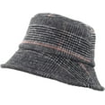 thumbnail image 4 of CoCopeaunts Bucket Hats for Men Winter Warm Vintage Plaid Fisherman Hats Flat Unisex Lattice Wool Basin Hat Soft Foldable, 4 of 8