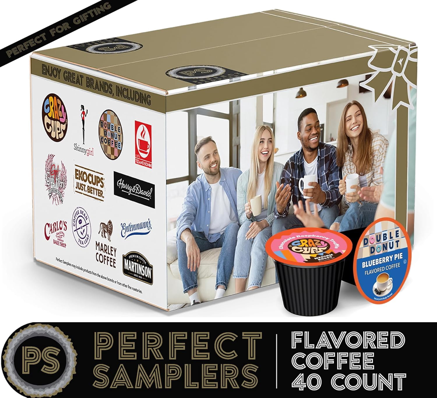 Crazy Cups Flavored Coffee Pods Variety Pack for Keurig K Cups Brewers, Assorted Flavored Coffee Sampler, 40 Count