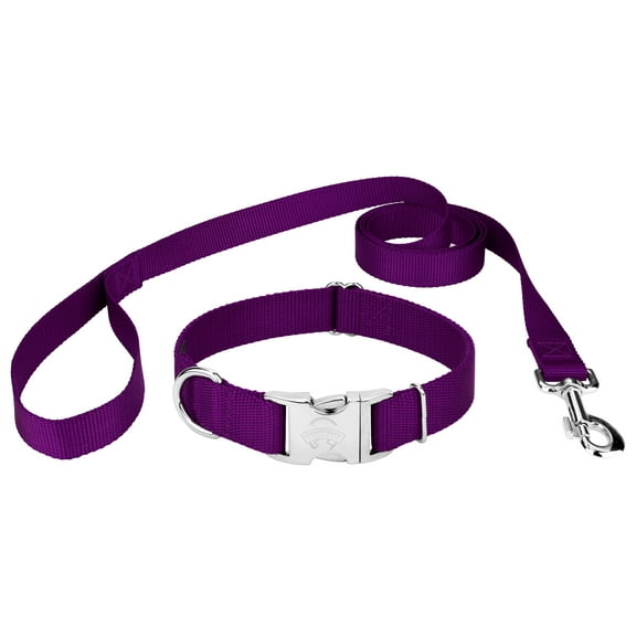 Country Brook Petz® Premium Nylon Dog Collar and Leash - Purple, Small
