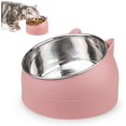 thumbnail image 1 of Cuenco para gatos, cuenco para comida para mascotas, cuenco inclinado de acero inoxidable para gatos, cuenco para perros pequeños, juego de cuencos para gatos de acero inoxidable, 400 ml, rosa, 1 of 5