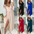 thumbnail image 5 of CENL Formal Long Sleeve Evening Ball Gown Party Wedding Bridesmaid Maxi Dress Slit, 5 of 9
