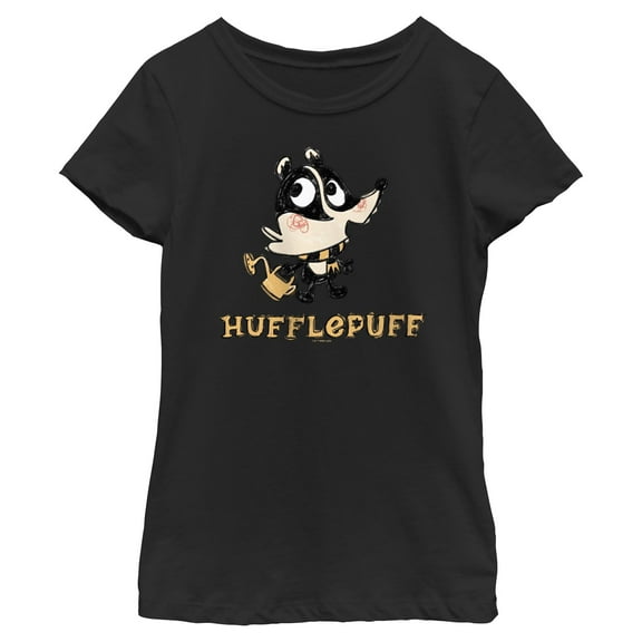 Girls Harry Potter Hufflepuff Badger Cartoon T Shirt