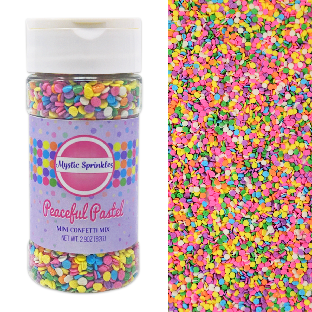 Mystic Sprinkles Peaceful Pastel Mini Confetti Mix 2.9oz Bottle