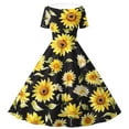 thumbnail image 4 of Avrntaa Little Girls Short Sleeve Dress Summer Cute Sunflower Print Maxi Dresses Flowy Ruffle A-Line Dress for 5-14Y, 4 of 6