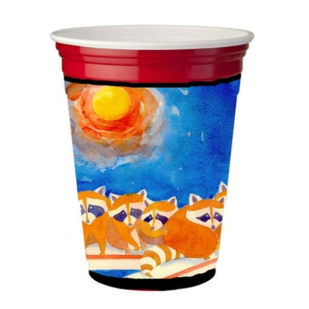 

Raccoons on the porch Red Solo Cup Hugger