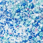 84g 14Styles Flatback Pearls and Flatback Rhinestones Acrylic Rhinestones Gemstones Acrylic Pearl Beads Glass Rhinestone Cabochons Blue