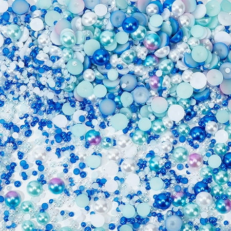 84g 14Styles Flatback Pearls and Flatback Rhinestones Acrylic Rhinestones Gemstones Acrylic Pearl Beads Glass Rhinestone Cabochons Blue