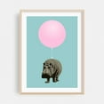 thumbnail image 2 of Hippo Balloon Ride - Digital Art Humor Animal Surrealism Whimsical Modern Art Illustration Pop Art Unframed Wall Art Print 5 x 7 inches, 2 of 16