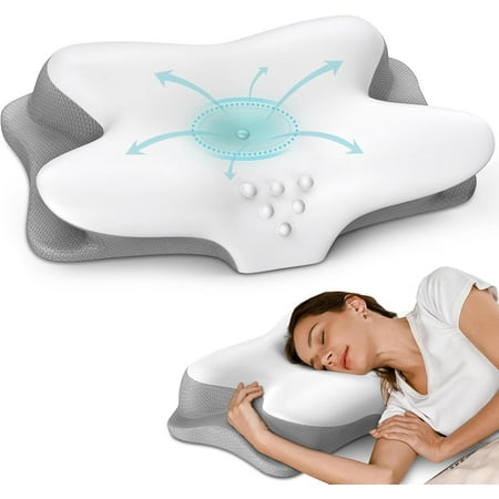 Pillow for - Side Sleeper Pillow for Sleeping, Contour Pillow for Support, Cooling Memory Pillows for & Sleepers with Pillowcase