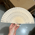 thumbnail image 6 of Fashion Wedding Hand Fragrant Carved Folding Fan Chinese Wooden Vintage Hollow Antiquity C, 6 of 6