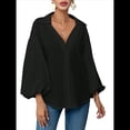 thumbnail image 1 of Blusa Holgada de Larga con Cuello Semiabierto y Lunares Franceses para Mujer Negro XXL, 1 of 10