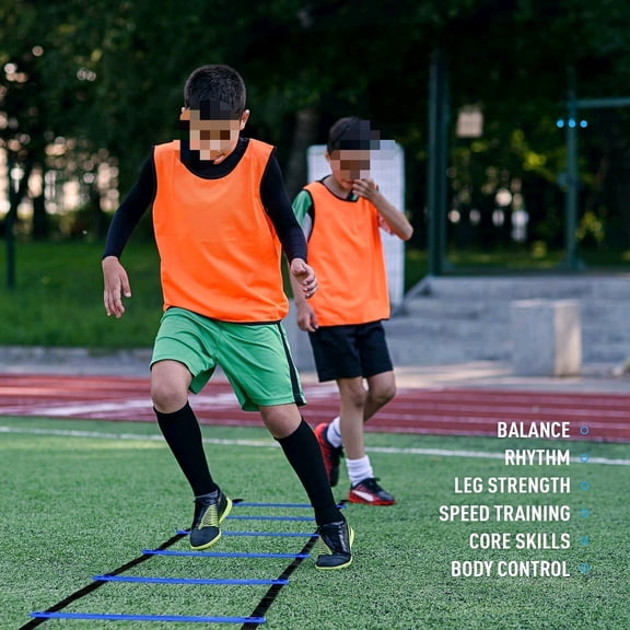 Agility Training Equipment, Soccer Training Equipment, Agility Speed Training Set for Kid Youth Adult, 20FT Agility Ladder, 4 Hurdles,12 Soccer Cones, Jump Rope, Running Parachute, Drill Charts