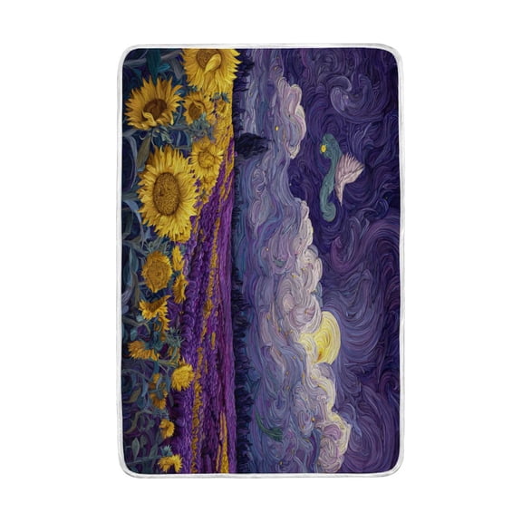 Wobogo Blooming Sunflowers Flannel Fleece Bed Blanket as Bedspread Coverlet Sofa Blankets (90x60in) Soft Lightweight Warm and Cozy