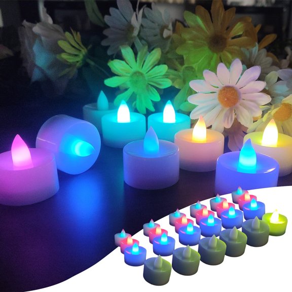 TOPRenddon 24 Pack Flameless LED Candles Tea Lights Battery Operated, 200 Hours Electric Fake Candles Tealights for Votive, Halloween, Pumkin, Ofrenda, Diya, Table Decor, Funeral, Christmas