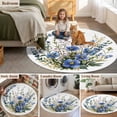 thumbnail image 6 of Spring Blue Flower Round Area&nbsp;Rug 3.3ft Ruffled Watercolor Blue Purple Floral Leaf Non-Slip&nbsp;Washable Circle Rugs Soft Felt Indoor Floor Mat for Bedroom Kitchen Living Room Bathroom, 6 of 9