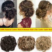 Benehair Messy Curly Hair Bun Easy Stretch Chignon Hair Extensions Clip in Updo Hairpiece Cover Ponytail Scrunchie for Women Wedding