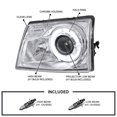 thumbnail image 3 of Spec-D Tuning Halo Ring Chrome Housing Clear Lens Projector Headlights Compatible with 1998-2000 Ford Ranger, Left + Right Pair Headlamps Assembly, 3 of 7