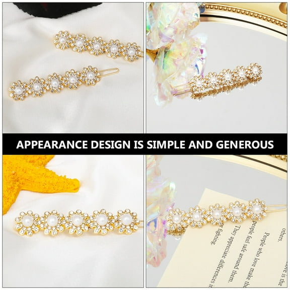 STRANDCHIC Set of 2 Golden Alloy Hair Barrettes with Flower Design for Elegant Women’s Hair Accessories