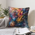 thumbnail image 6 of Fotbe Vibrant Rooster Painting Pattern Velvet Decorative Throw Pillow Covers with Elegant Piping, Soft Plush Cushion Cover for Sofa, Bed, Car, Office-18"x18", 6 of 8