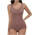 thumbnail image 2 of Ndbuld Women's Shapewear Bodysuit Women's Solid Color Adjustable Shoulder Strap Plus Size Tight Fitting Hip Lifting And Shaping Breasted Jumpsuit Clothes Under $5,M-3XL,Rose Gold,XXL, 2 of 5