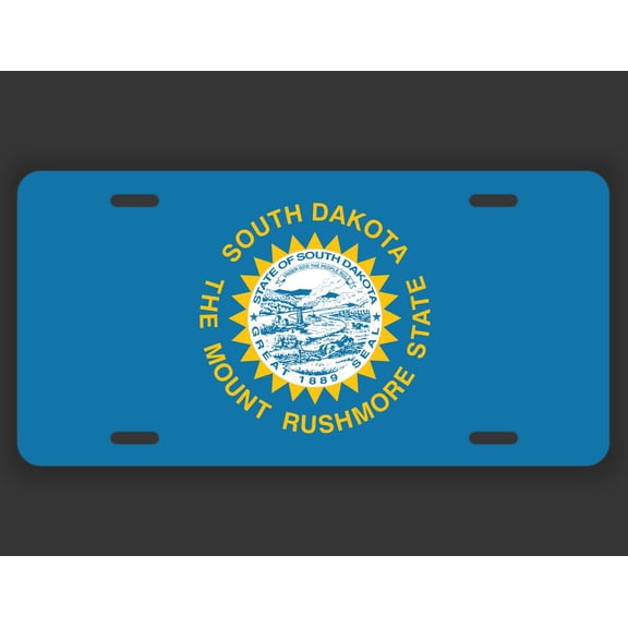 South Dakota State Flag License Plate Tag Vanity Novelty Metal | UV Printed Metal | 6-Inches By 12-Inches | Car Truck RV Trailer Wall Shop Man Cave | VLP066