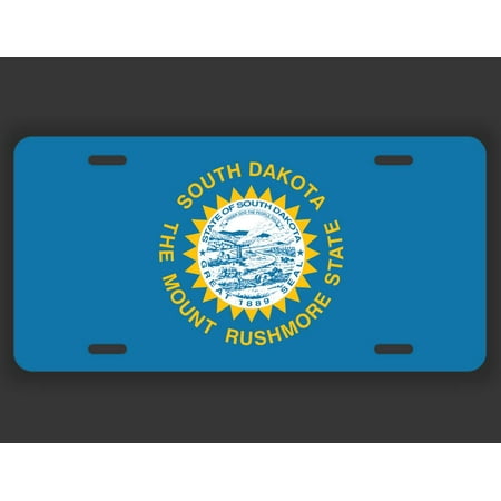 South Dakota State Flag License Plate Tag Vanity Novelty Metal | UV Printed Metal | 6-Inches By 12-Inches | Car Truck RV Trailer Wall Shop Man Cave | VLP066