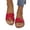Red, variant on Red Sandals for Women Fashion Flat Slide Sandals, Square Open Toe Slip On PU Leather Slides Footwear - Mules Women's Sandals for Beach Shopping Dressy 7.5