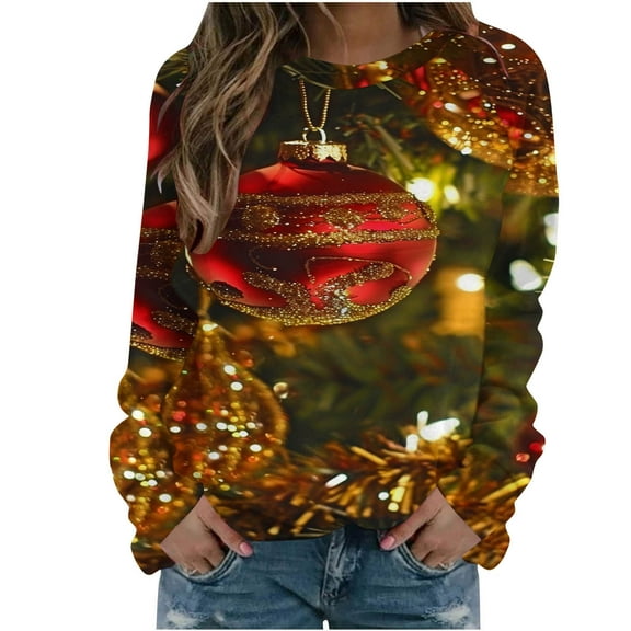 miqiqism Plus Size Sweatshirts for Women Long Sleeve Crewneck Cute Shirts Blouses Juniors Casual Red Lantern Print Trendy Tops Summer Slim Fit T Shirt,Red,XX-Large