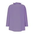 thumbnail image 3 of KyCheLot Cotton Linen Shirts for Women V Neck Summer 3/4 Length Sleeve Solid Color Tops Trendy Ruffle Trim Shirts, 3 of 5