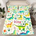 thumbnail image 2 of Homewish Safari Animaml Dinosaur Twin Sheet Sets,Watercolor Graffiti Dino Twin Fitted Sheet,Beige Green Blue Flat Sheet For Boy Kids,Microfiber Bedroom Decor,3-Piece, 2 of 7