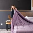 thumbnail image 4 of DOMDEC Luxury Flannel Fleece Comforter with Plush Sherpa Back - Faux Fur Blanket, Winter Warmth, Purple King Size 104x90 Inches, 4 of 7