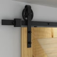thumbnail image 4 of 6.6 Ft. Hook Strap Black Rolling Barn Door Hardware Kit with 5 in. Wheel, 4 of 4