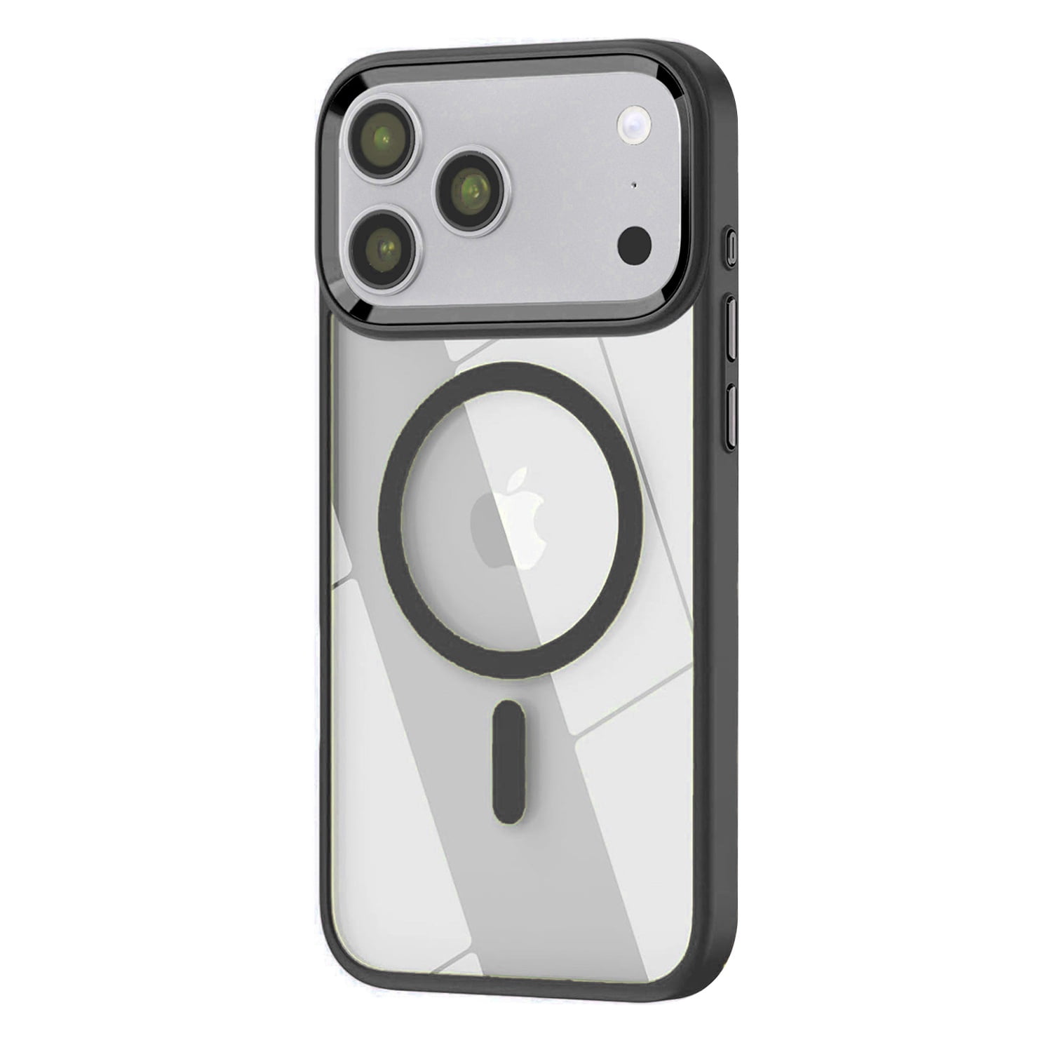 Glossy Transparent Magnetic Protective Case for iPhone 17 Pro Max - Black