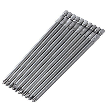 

Sardfxul 10PCS 1/4 150MM Length S2 Steel Magnetic Screwdriver Bits for Cross for Head P