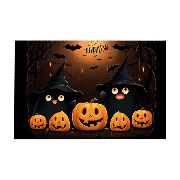 Halloween Pumpkin Ghost Doormat, Stylish Soft Non-Slip Decorative Rugs for Bathroom Kitchen Bedroom Entryway