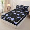 thumbnail image 3 of Manfei Cute Lines Cat Zipper Queen Comforter Set with Fitted Sheet and 2 Pillowcases, Abstract Kitten Zipper Bedding Set, Black Blue, Polkadot Reversible, 4-Piece, 3 of 7