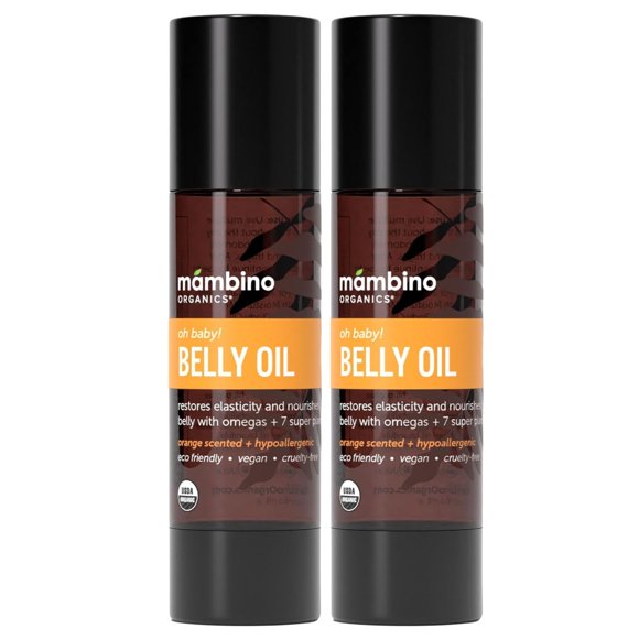 Mambino Organics Oh Baby! Huile pour le Ventre - Huile Entièrement Naturelle Anti-Vergetures pour la Grossesse 8 Onces (4 Oz Lot de 2)