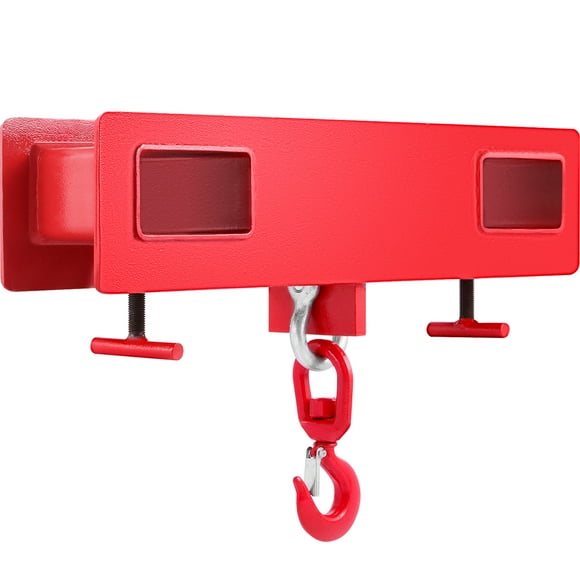 VEVOR Forklift Lifting Hook, 4400lbs Capacity Forklift Lifting Hoist, Red Forklift Mobile Crane with Swivel Hook and Two Large T-Screws, Hook Forklift Lifting Hoist, Fork Lifting Attachment
