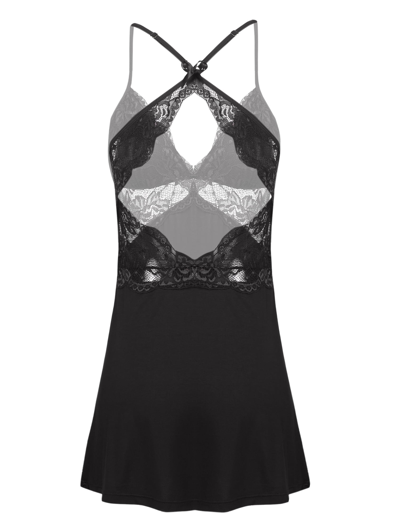 Avidlove Lingerie for Women Lace Chemise Sleepwear Lingerie Nightgown Black XX-Large