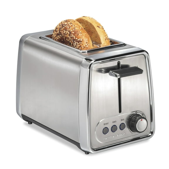 Hamilton Beach 2-Slice Toaster with Extra-Wide Slots, Toast Boost, and Removable Crumb Tray, Chrome