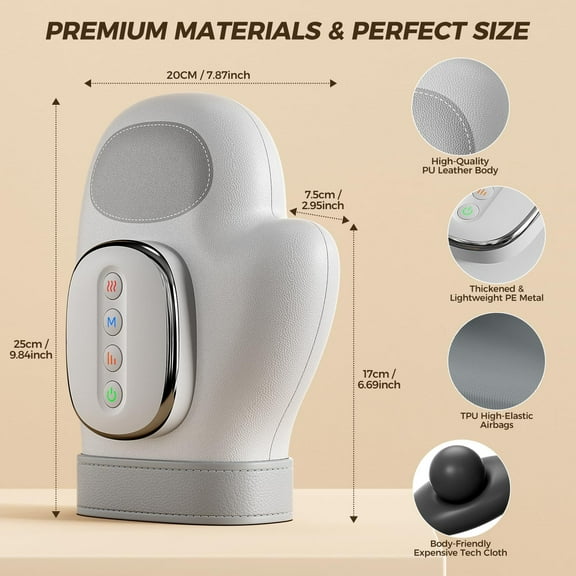 iKeener Hand Massager with Heat,Soothes Muscles and Joints,Vibration and Acupressure Massage for Palms and Fingers,Cordless Electric Hand Massager,PU Leather,Fully Wrapped Hand Design