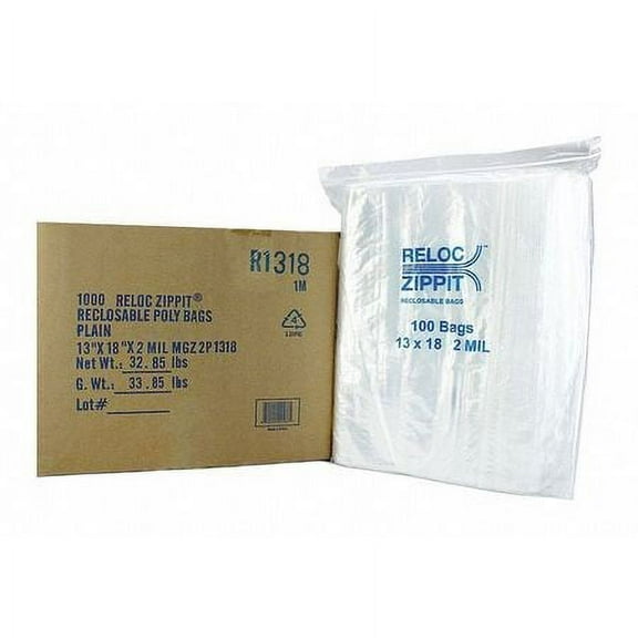 Reloc Zippit Reclosable Poly Bag,Zip Seal,PK1000 R1318