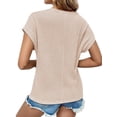 thumbnail image 4 of UVN Blouses for Women Summer Short Sleeve Crewneck Dressy Shirts Casual Waffle Knit Hollow Out Tunic Tops, 4 of 9